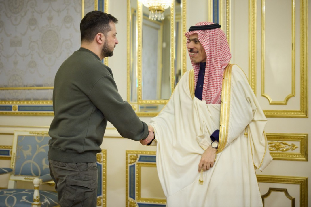 President Volodymyr Zelensky meets Saudi foreign minister in Kyiv on Feb. 26, 2023. (PHOTO: Office of the President of Ukraine)