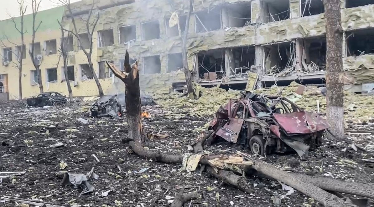 The aftermath of Mariupol Hospital after an attack, in Mariupol, Ukraine.