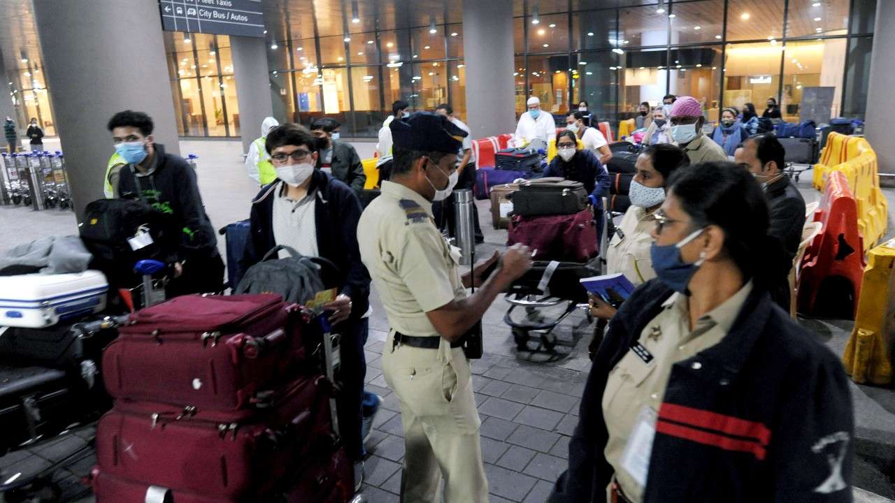 Arrival passengers at Mumbai airport.