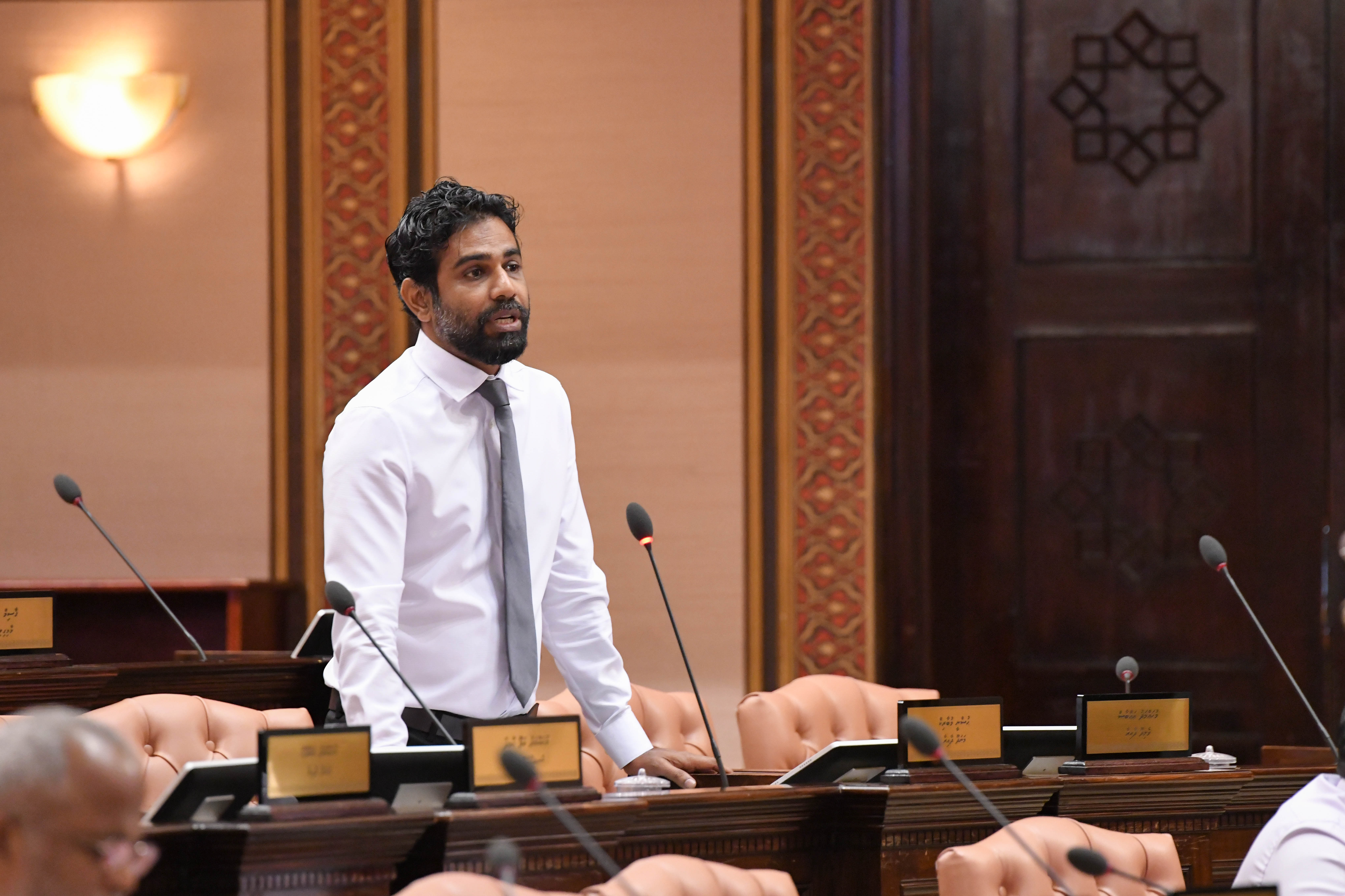 Manadhoo MP Husni Mubarak during parliamentary debate today