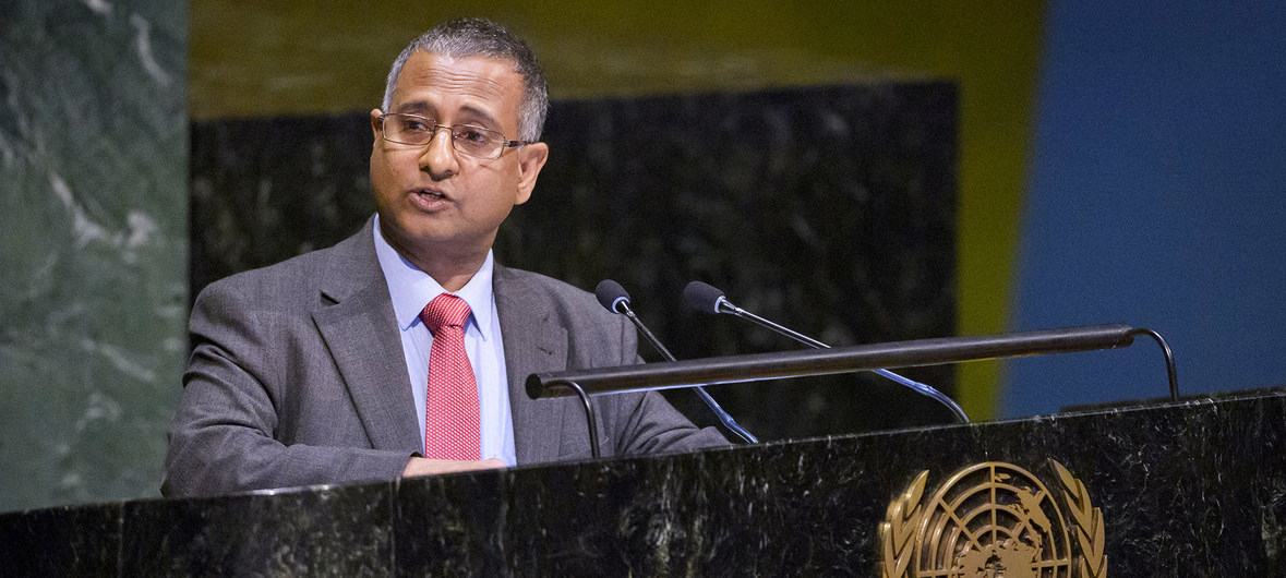 Dr. Ahmed Shaheed, Special Rapporteur on Freedom of Religion or Belief addressing the UN General Assembly. Photo: UN