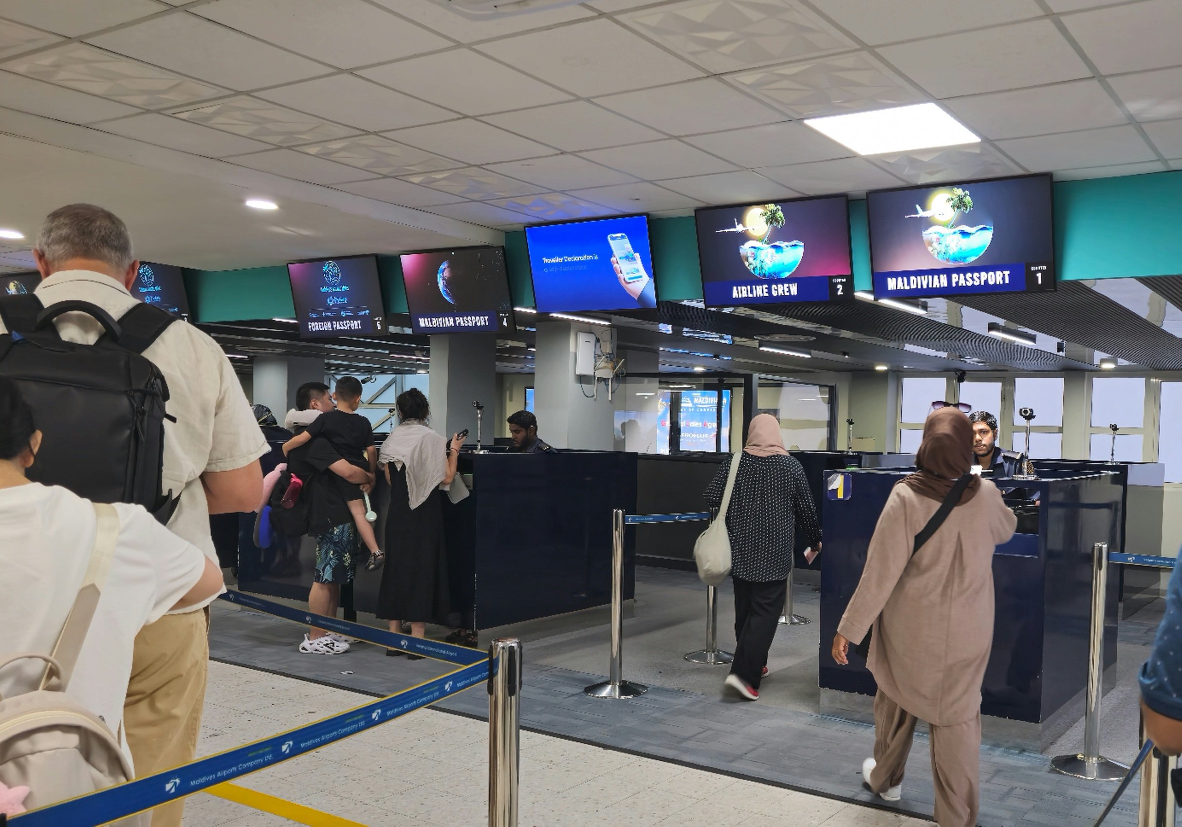 Immigration control at the Velana International Airport. Photo: Ras Online.