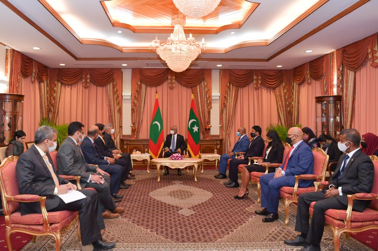 President Ibrahim Mohamed Solih meeting with HE Dr. Subrahmanyam Jaishankar. Photo: President's Office.