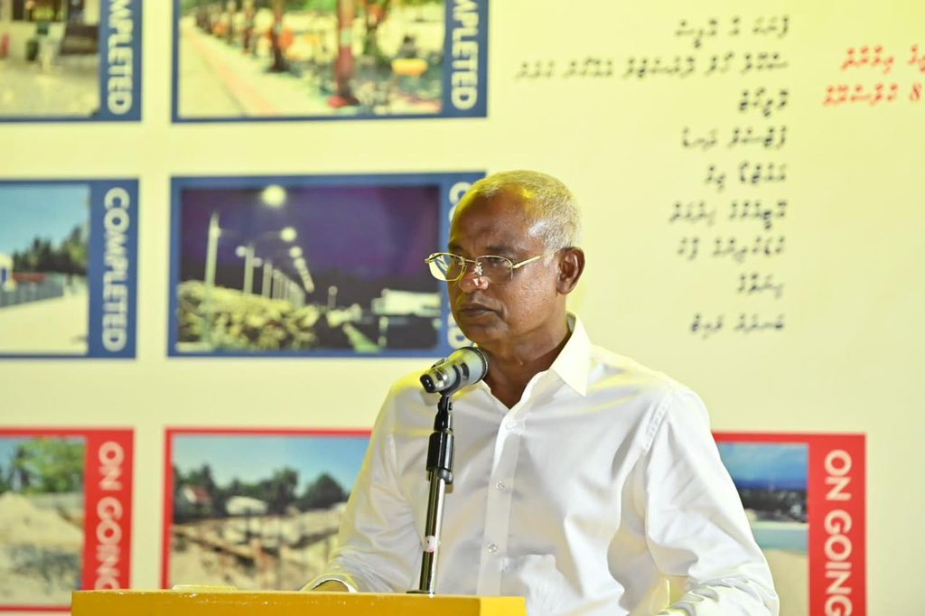 President Ibrahim Mohamed Solih speaking at a meeting with Hirilandhoo MDP members. Photo: Twitter.