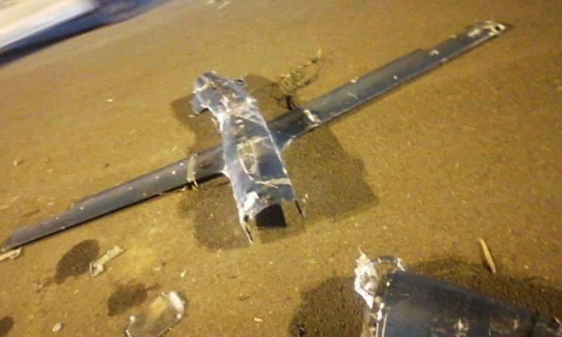 An image of debris and parts of the second bomb-laden drone that was intercepted and destroyed by Saudi defences.