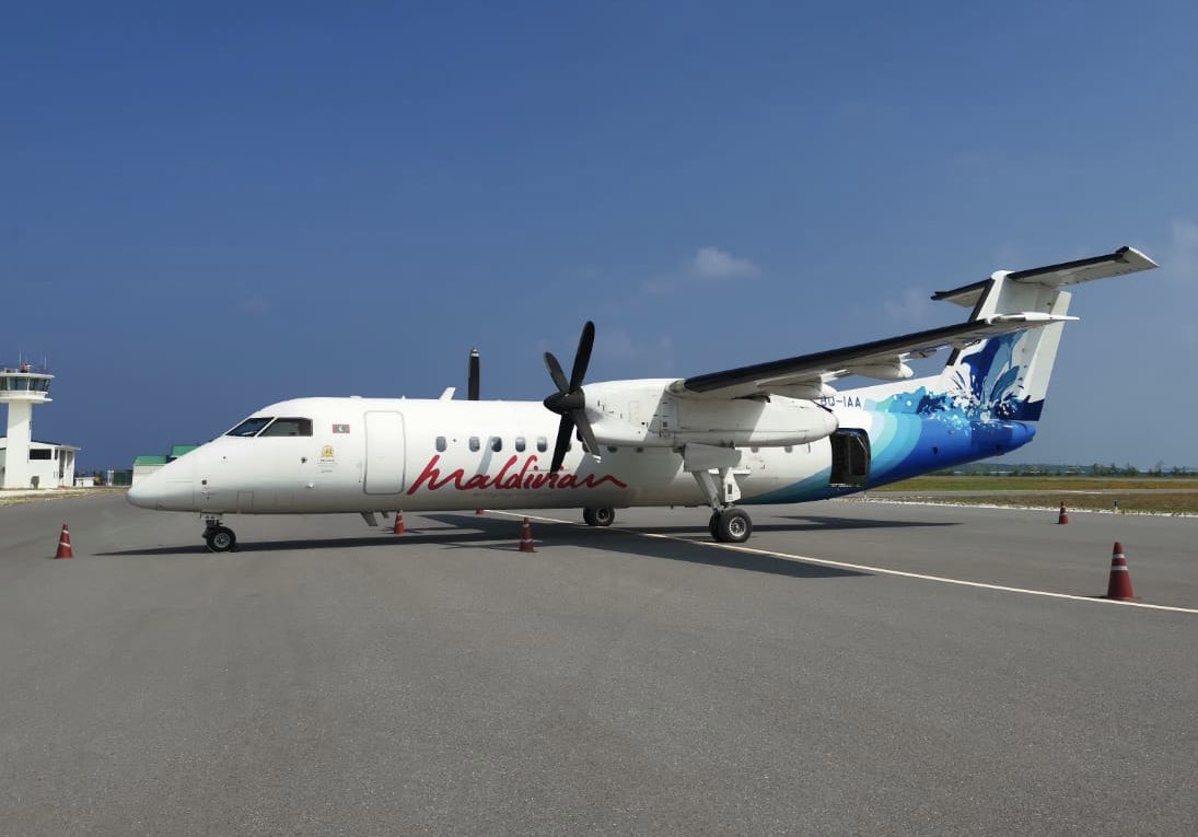 Maldivian flight at Lh. Madivaru airport.