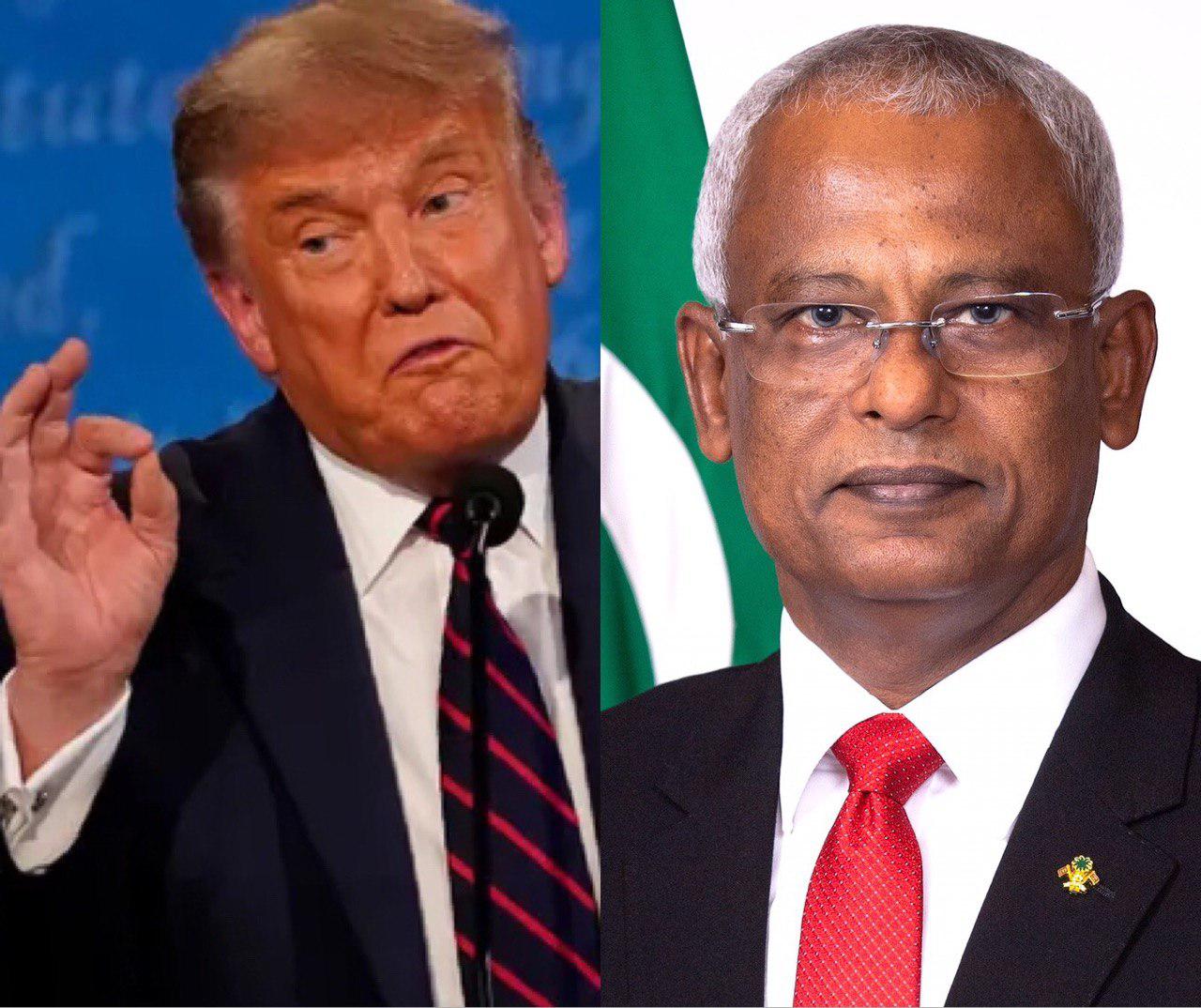 US President Donald Trump and President of the Maldives, Ibrahim Mohamed Solih