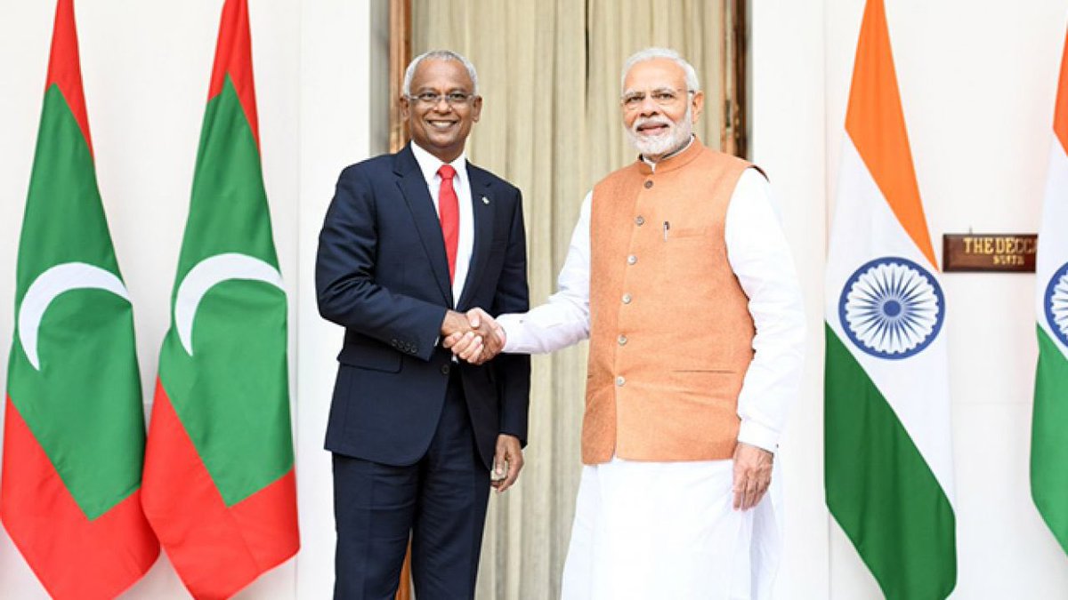 Indian Prime Minister Narendra Modi and the Maldivian President Ibrahim Mohamed Solih.