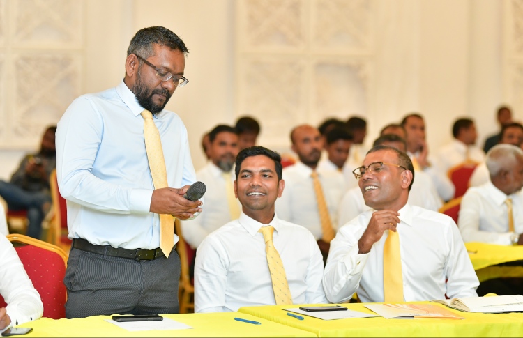 Mr Mohamed Nasheed and Mr. Fayyaaz joining the MDP's General Assembly