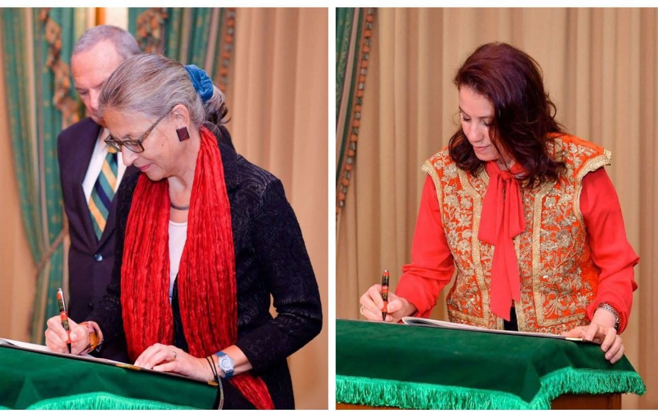 (Right to Left) Ambassador of the Republic of Tunisia, Hayet Talbi Bilel, and the Ambassador of the Republic of Austria, Katharina Wieser.