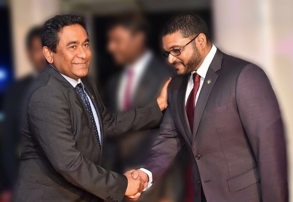 MP Mohamed Gassan Maumoon and former President Yameen Abdul Gayyoom. Photo: Gassan Maumoon/ Twitter.