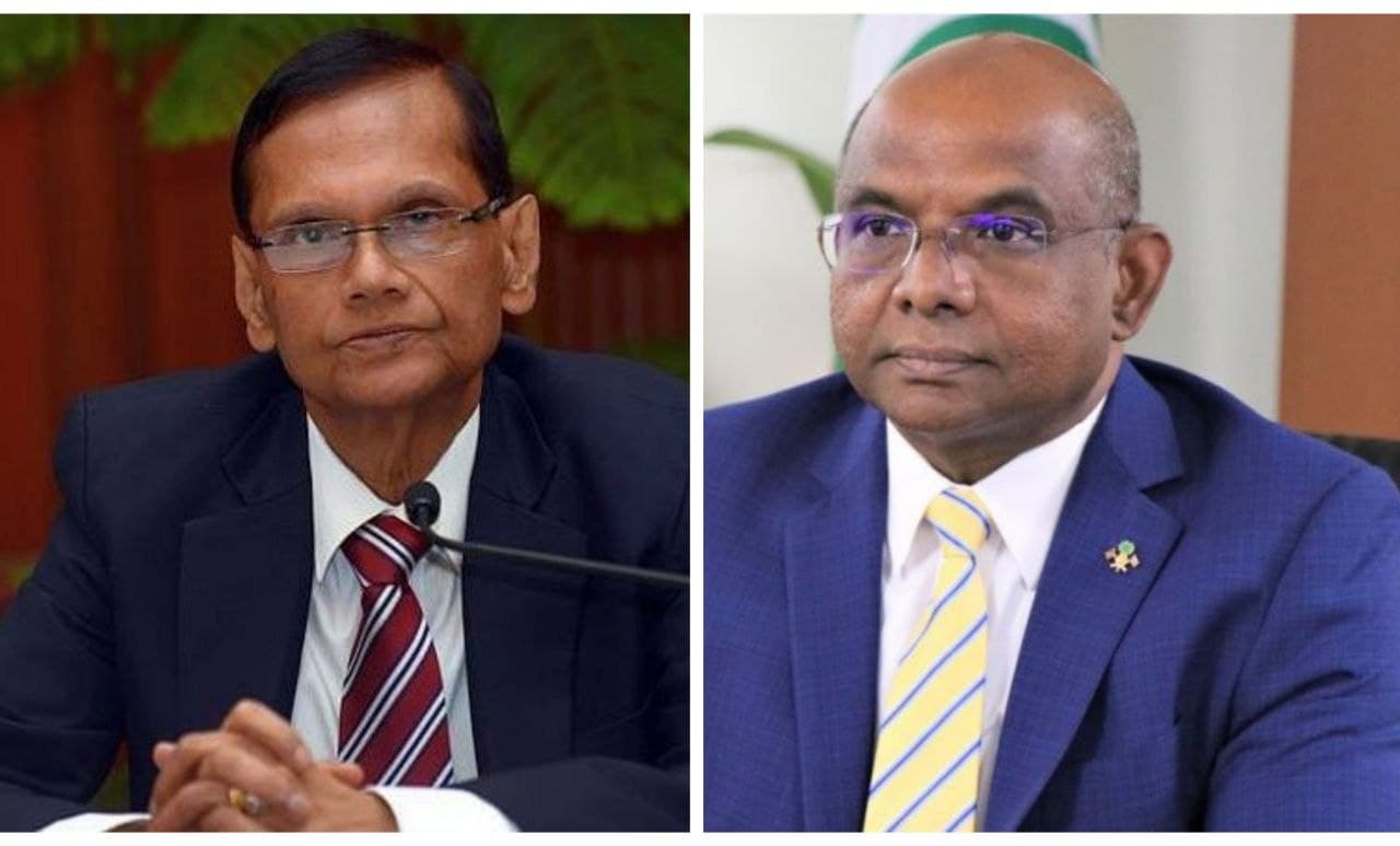 (Left to Right) Minister of Foreign Affairs of Sri Lanka, Professor Gamini Lakshman Peiris and Minister of Foreign Affairs of Maldives, Abdulla Shahid.