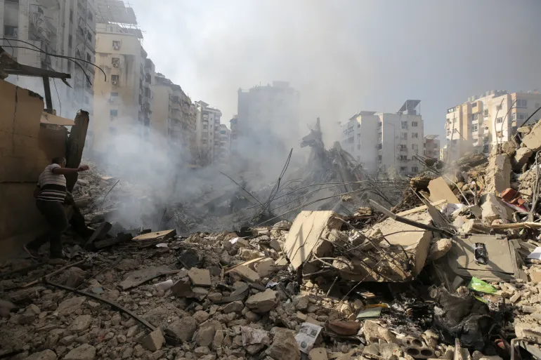 Aftermath of Israeli strikes on Beirut's southern suburbs [Reuters]