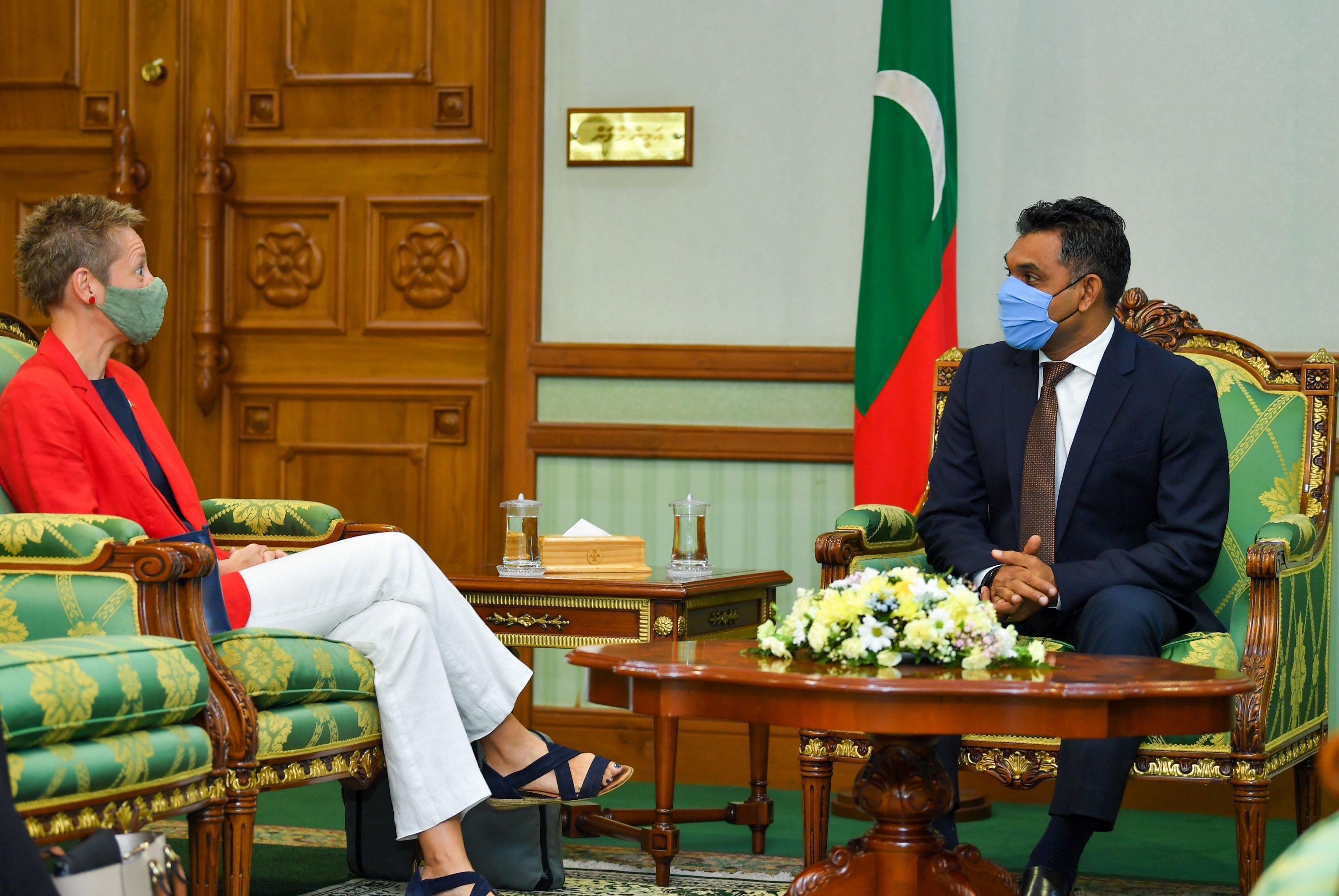 The High Commissioner of the United Kingdom to the Maldives, Her Excellency, Caron Rohsler, and Vice President Faisal Naseem. Photo: President's Office.