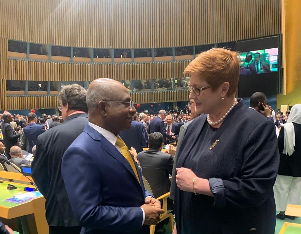 Minister of Foreign Affairs of the Maldives, Mr. Abdulla Shahid and Australian Foreign Minister Marise Payne.